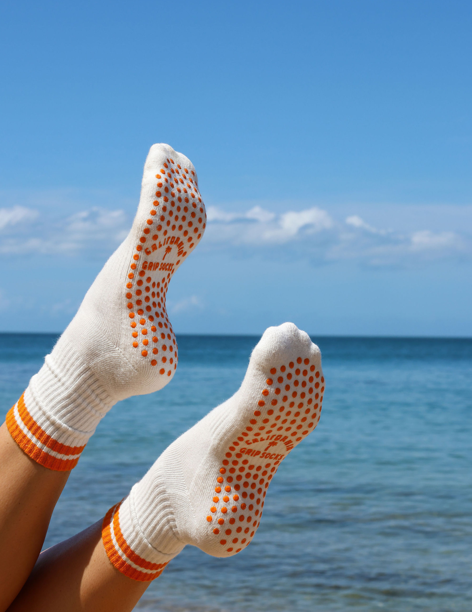 The Classic Grip Socks - Orange Stripes