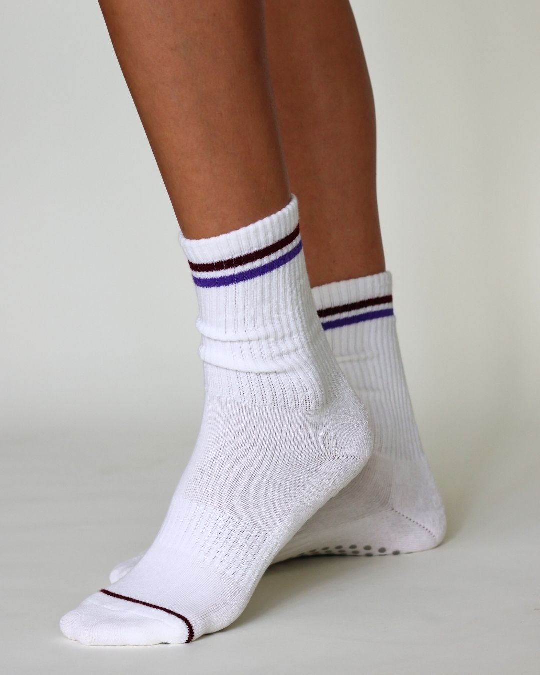 The Varsity Grip Socks - Maroon & Purple Stripes