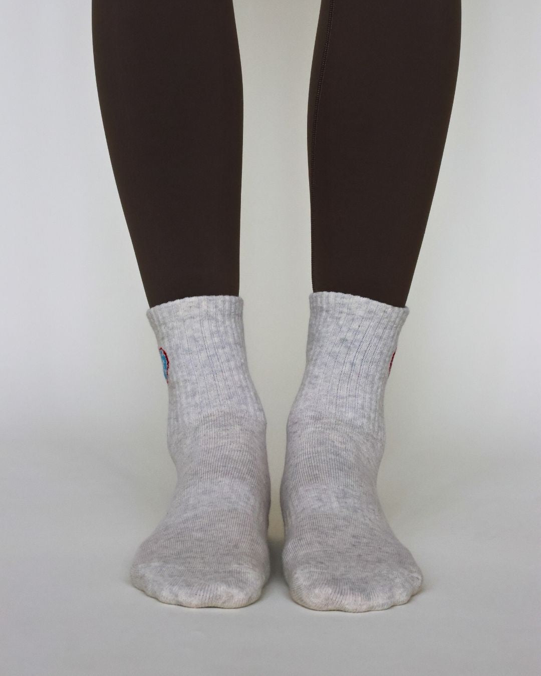 The CGS Heart Midi Grip Socks- Light Grey
