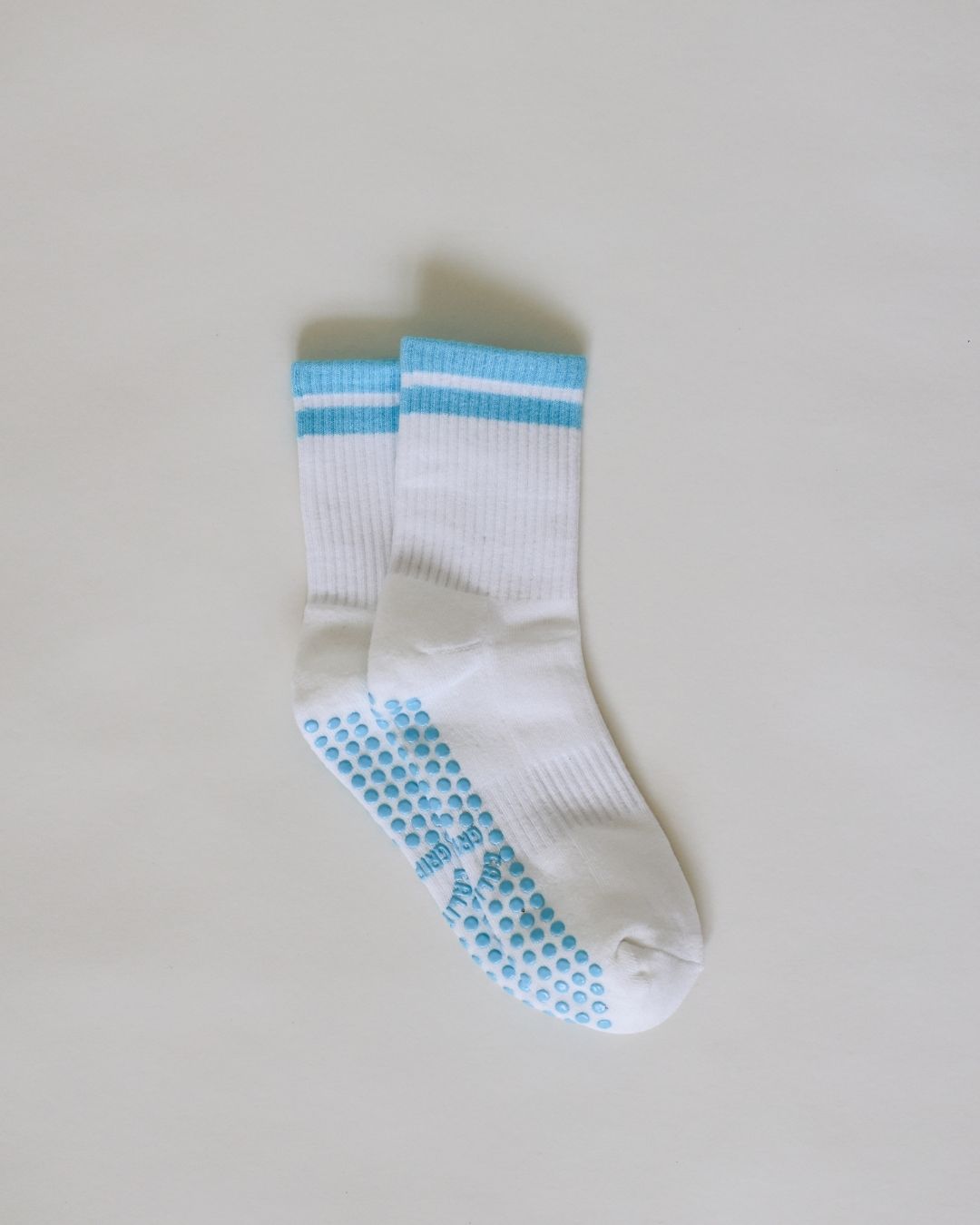 The Classic Midi Grip Socks - Turquoise Stripes