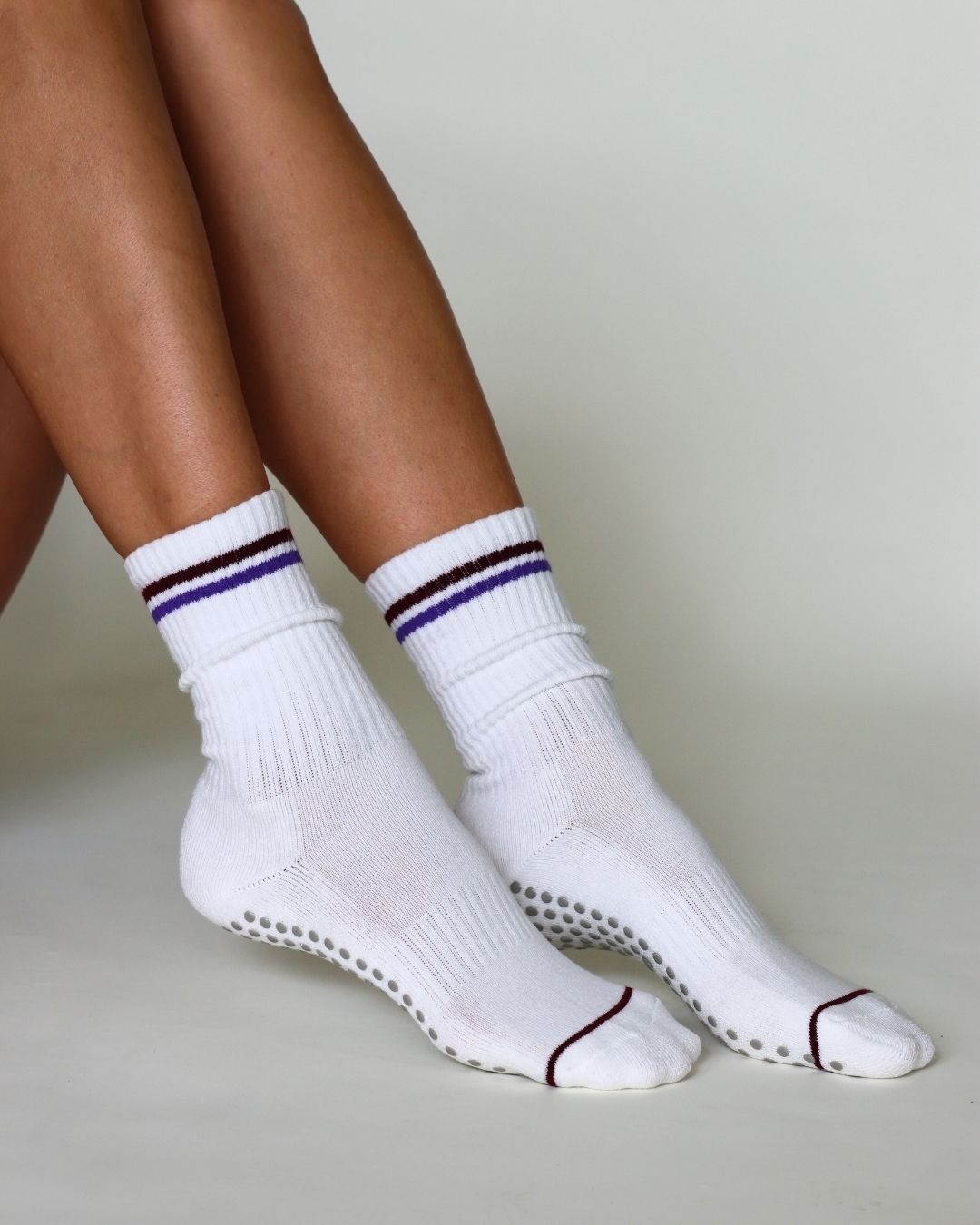 The Varsity Grip Socks - Maroon & Purple Stripes