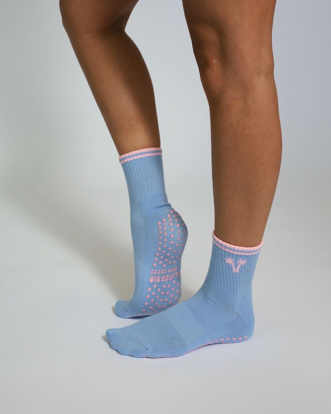 The Double Palm Shortie Grip Socks - Blue