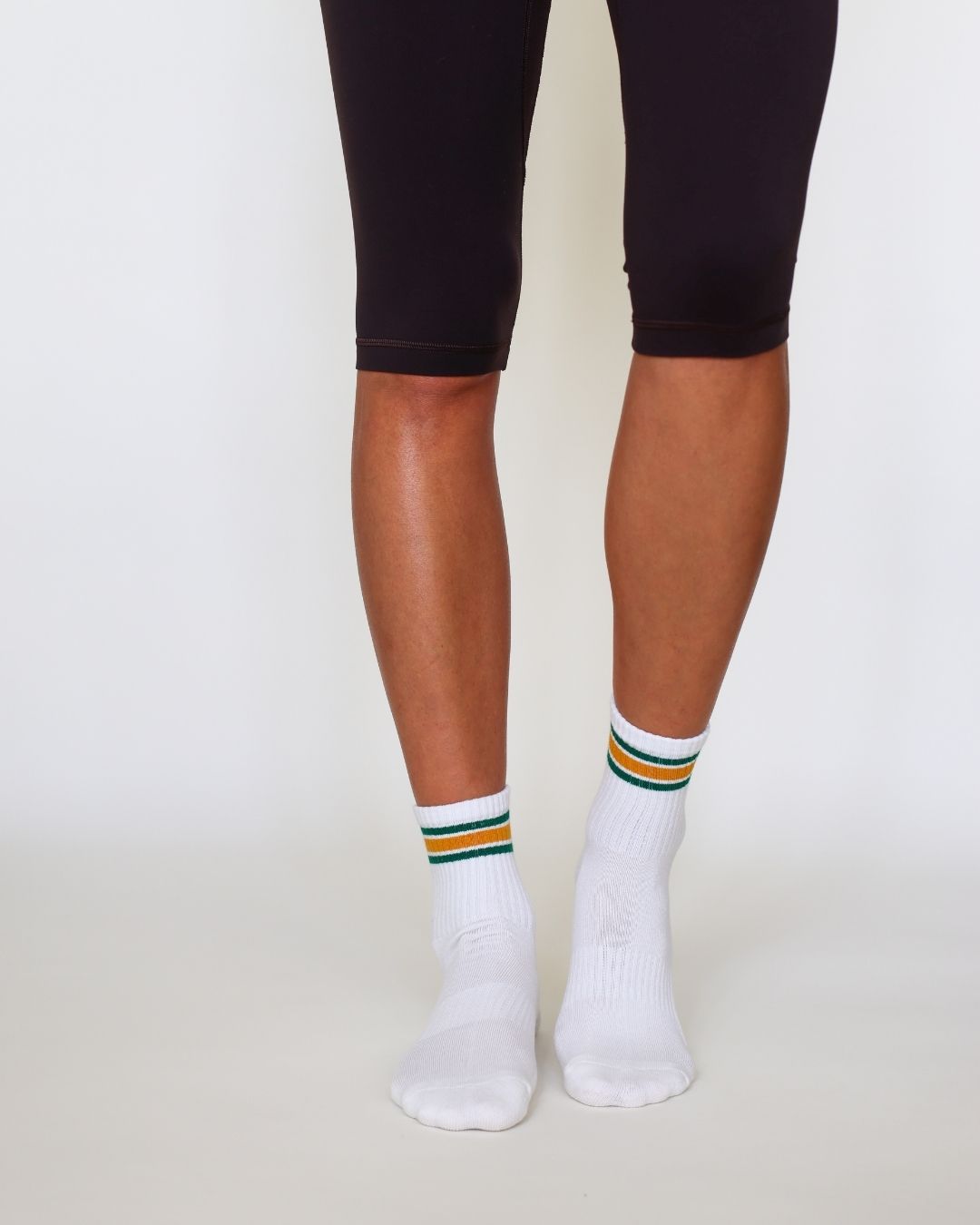 The Retro Midi Grip Socks - Yellow & Green