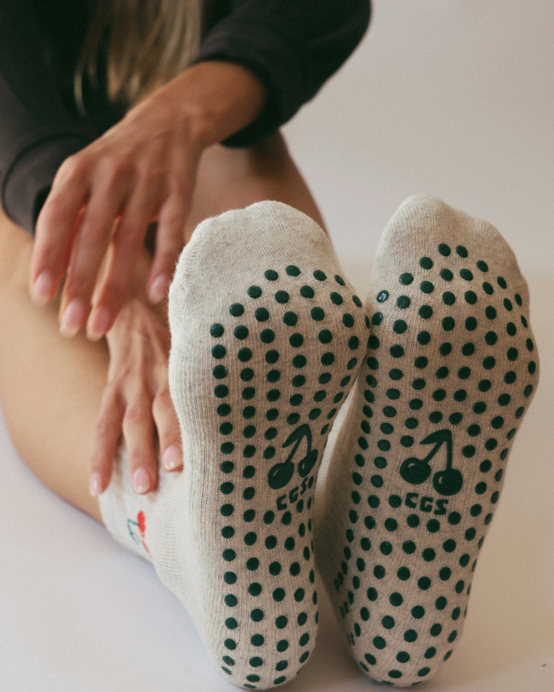 The Cherry Shortie Grip Socks