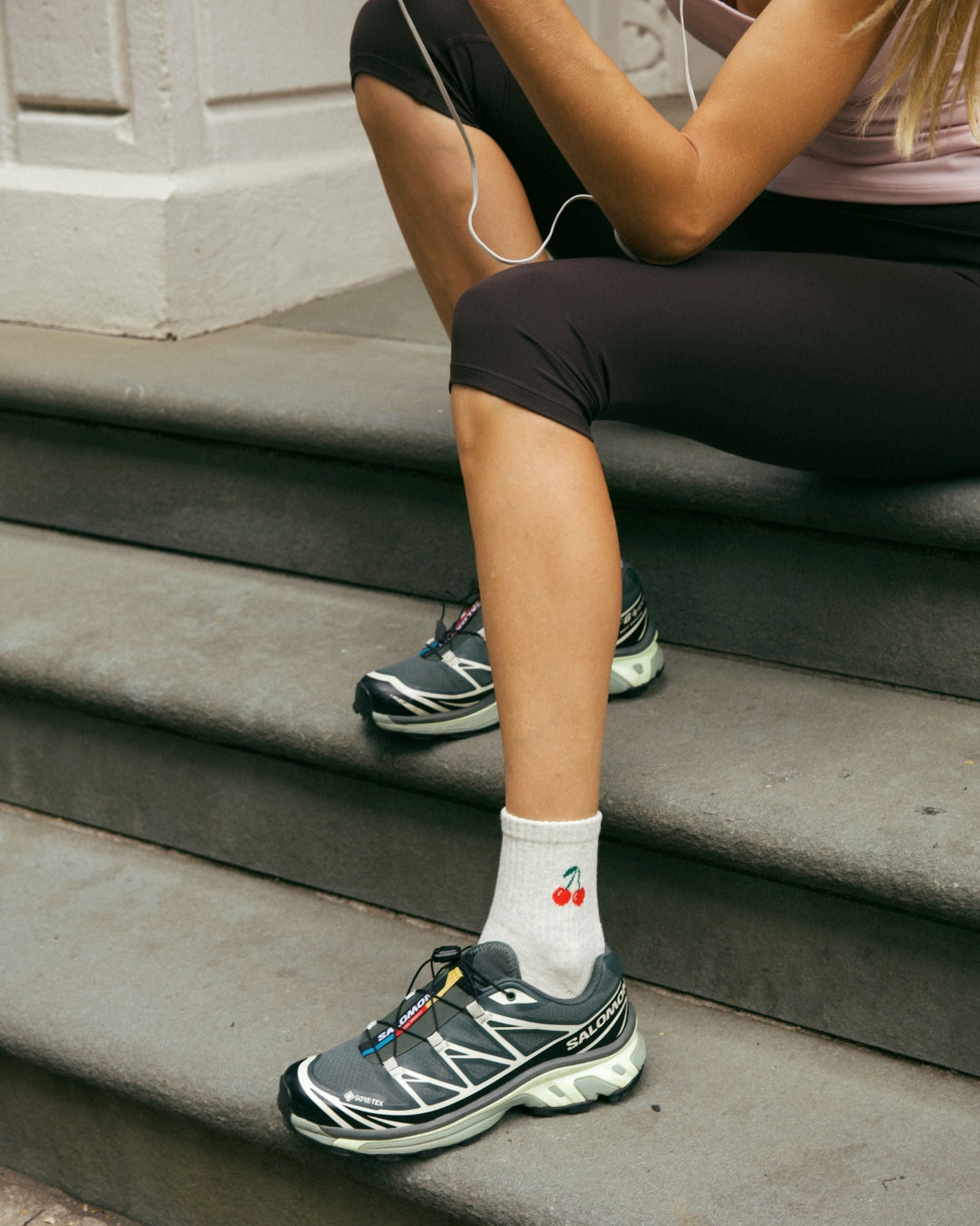The Cherry Shortie Grip Socks
