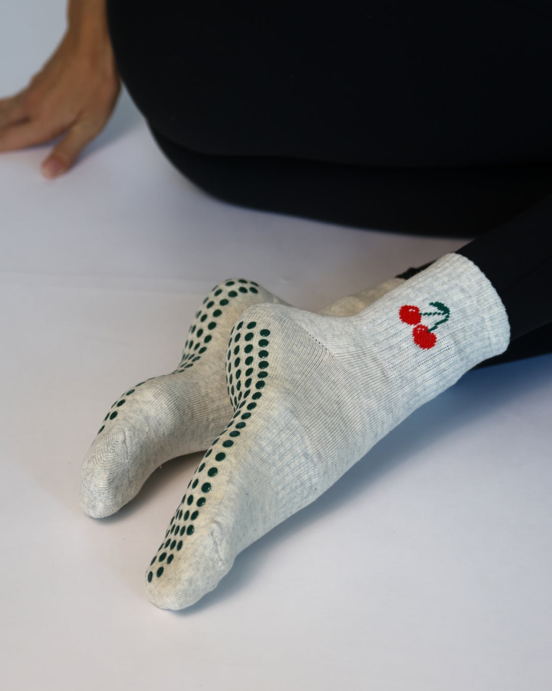 The Cherry Shortie Grip Socks