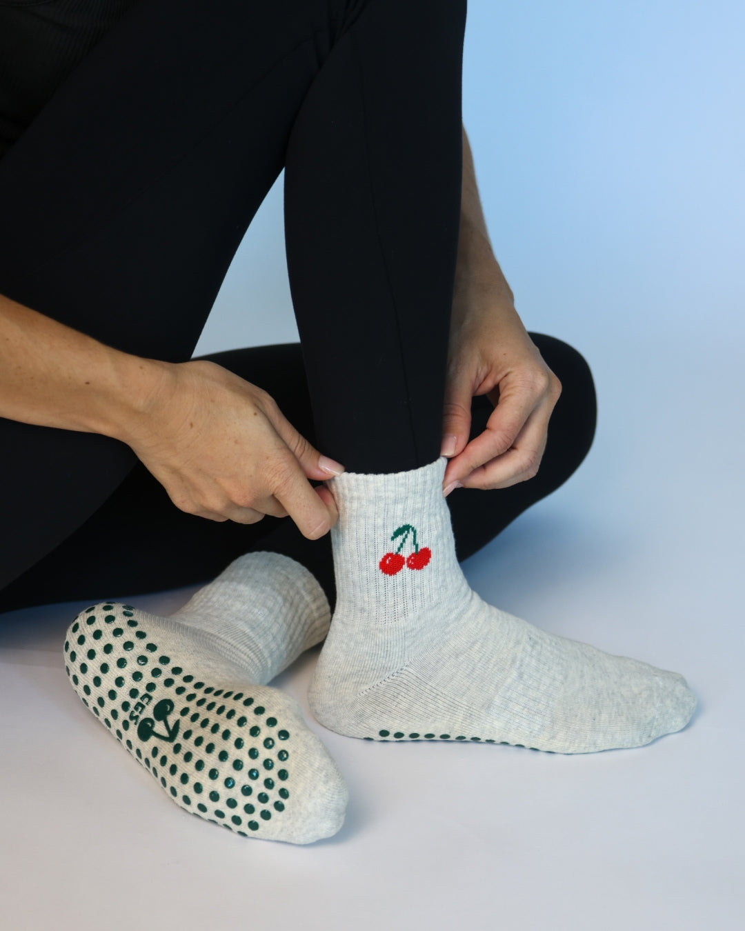 The Cherry Shortie Grip Socks