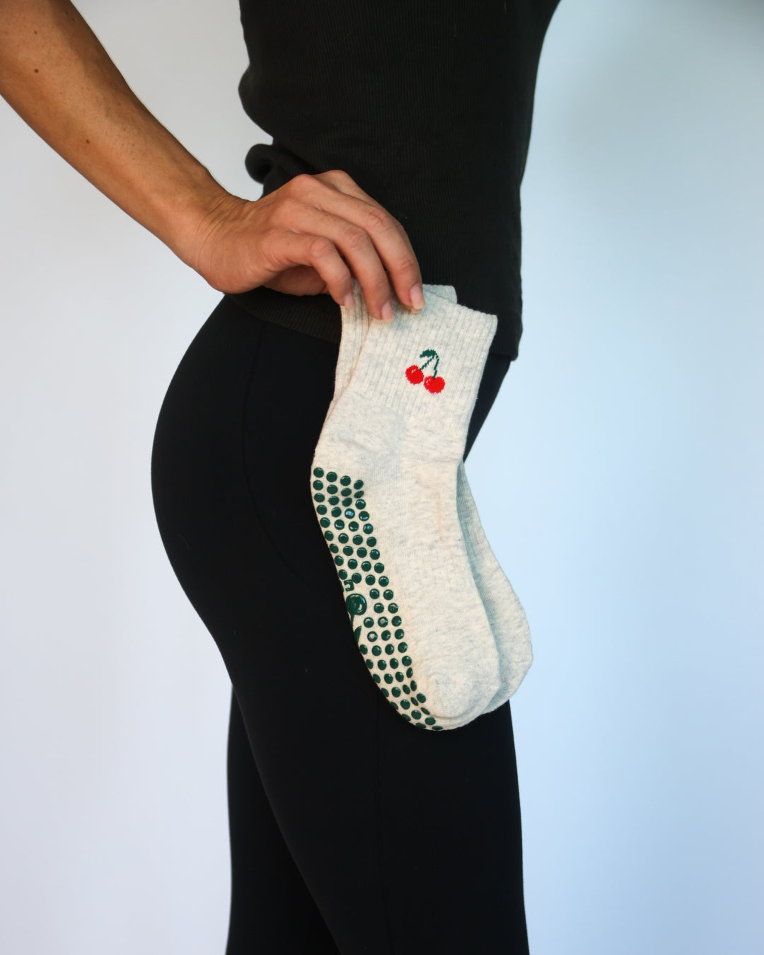 The Cherry Shortie Grip Socks