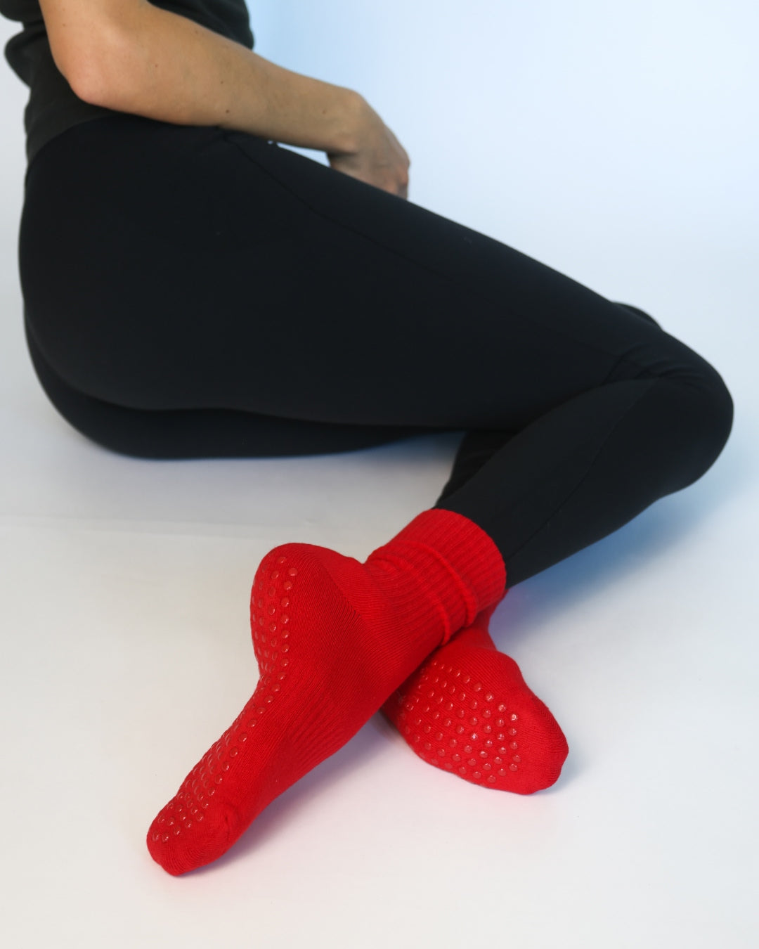 The Everyday Midi Grip Socks- Red