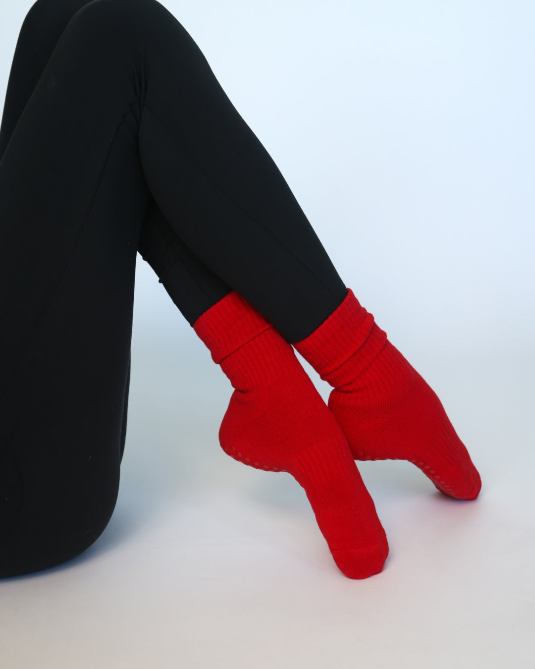 The Everyday Midi Grip Socks- Red