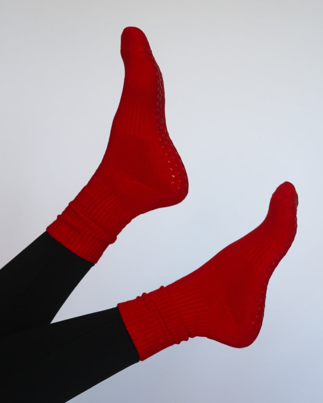 The Everyday Midi Grip Socks- Red