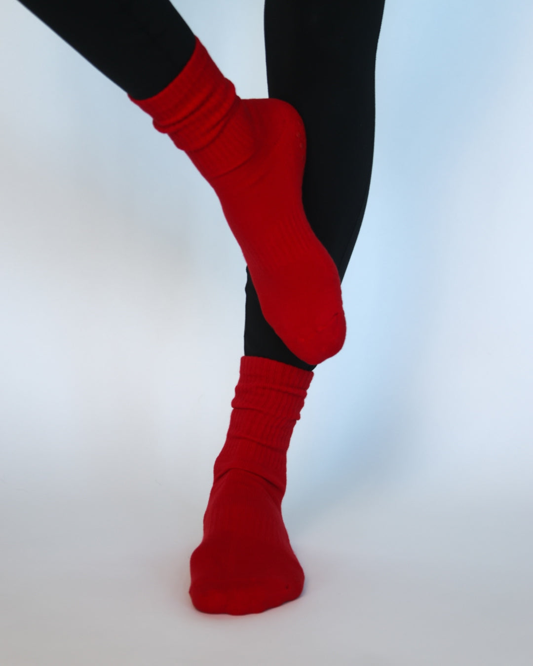 The Everyday Midi Grip Socks- Red