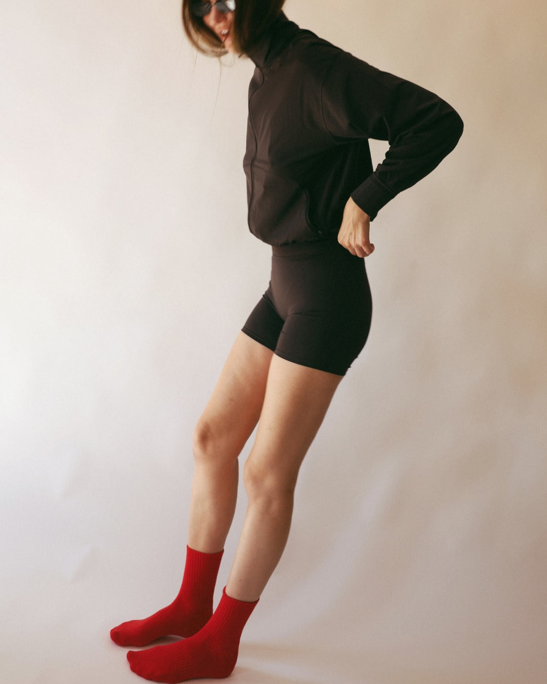The Everyday Midi Grip Socks- Red