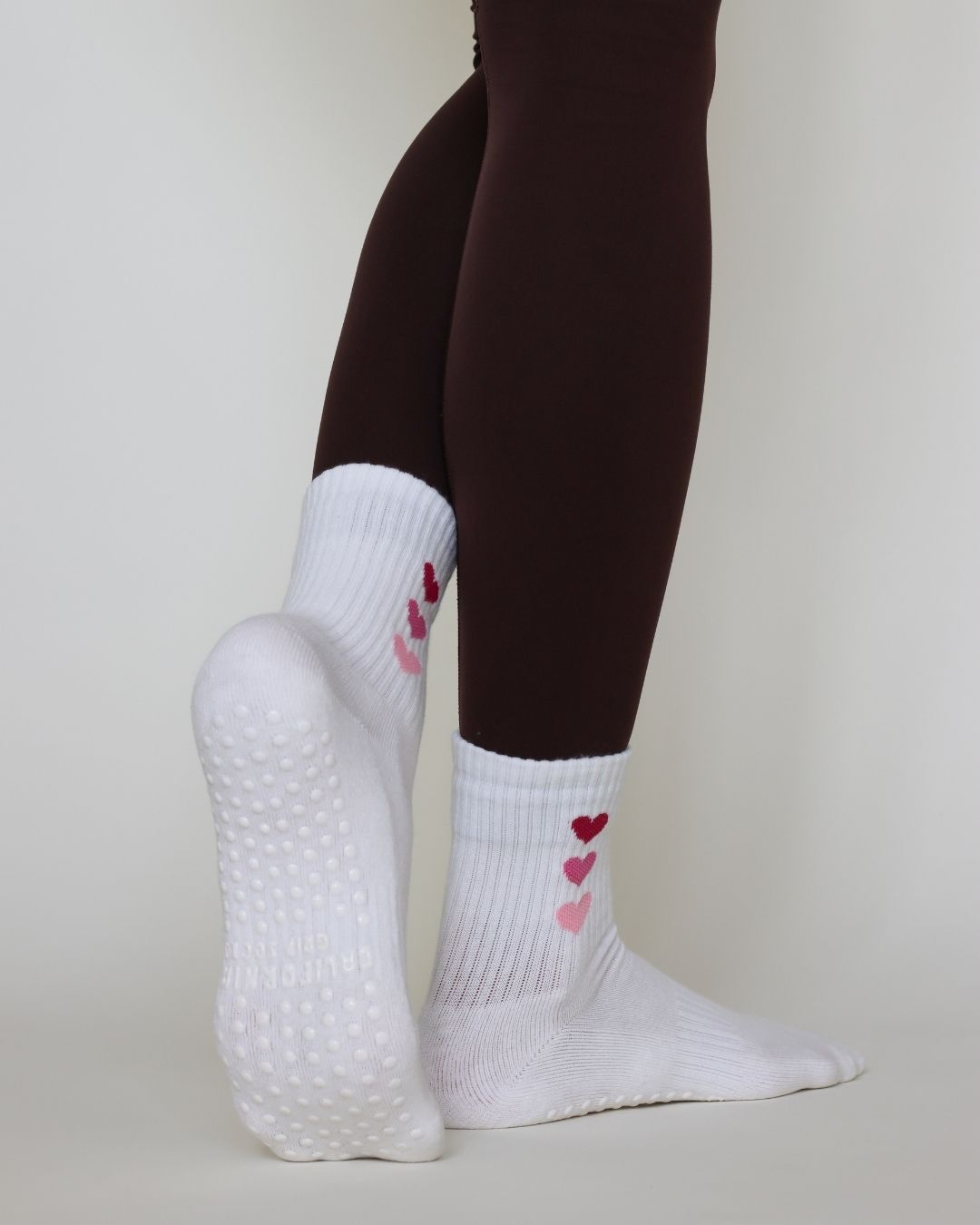The Triple Heart Midi Grip Socks