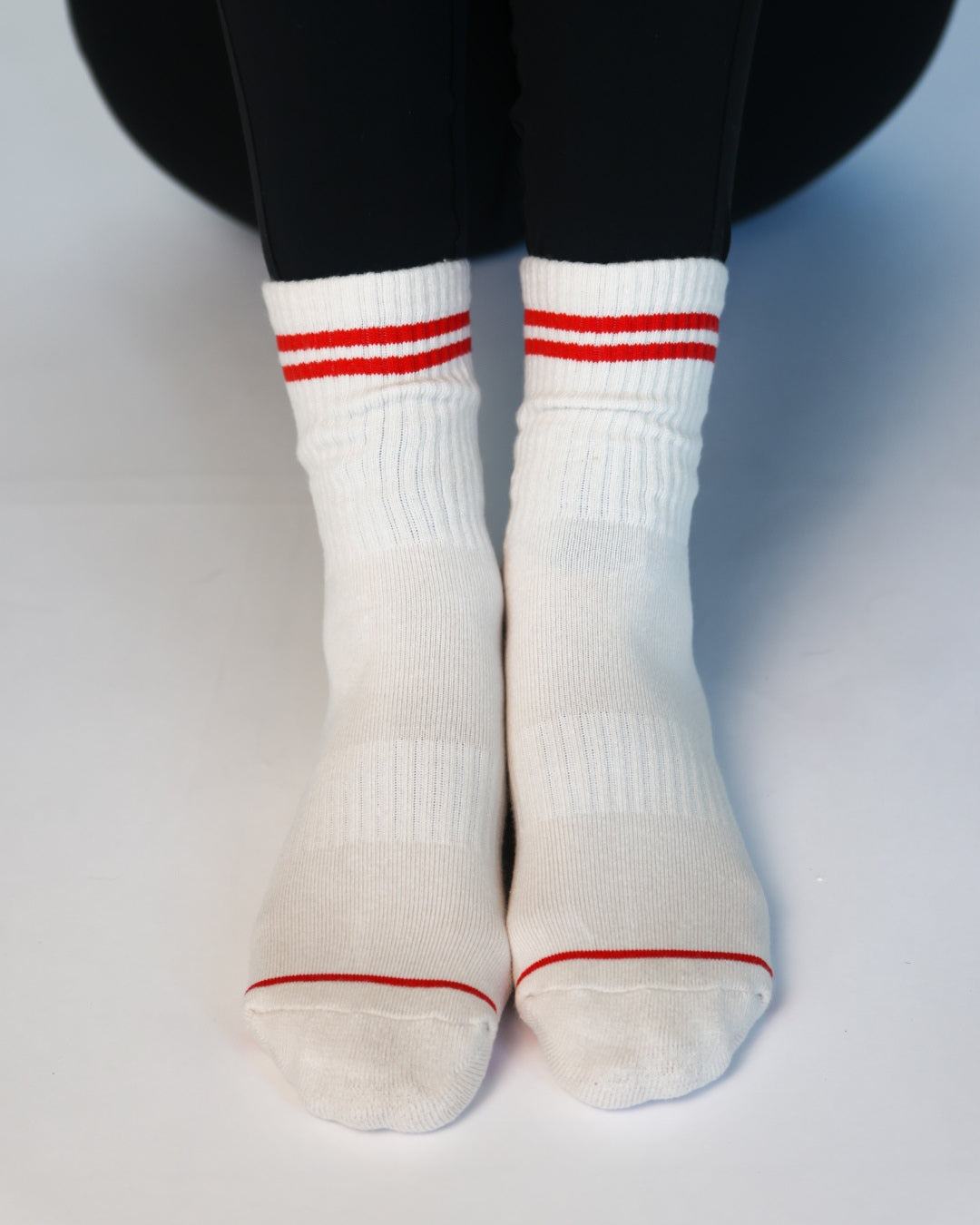 The Varsity Midi Grip Socks - Red Stripes