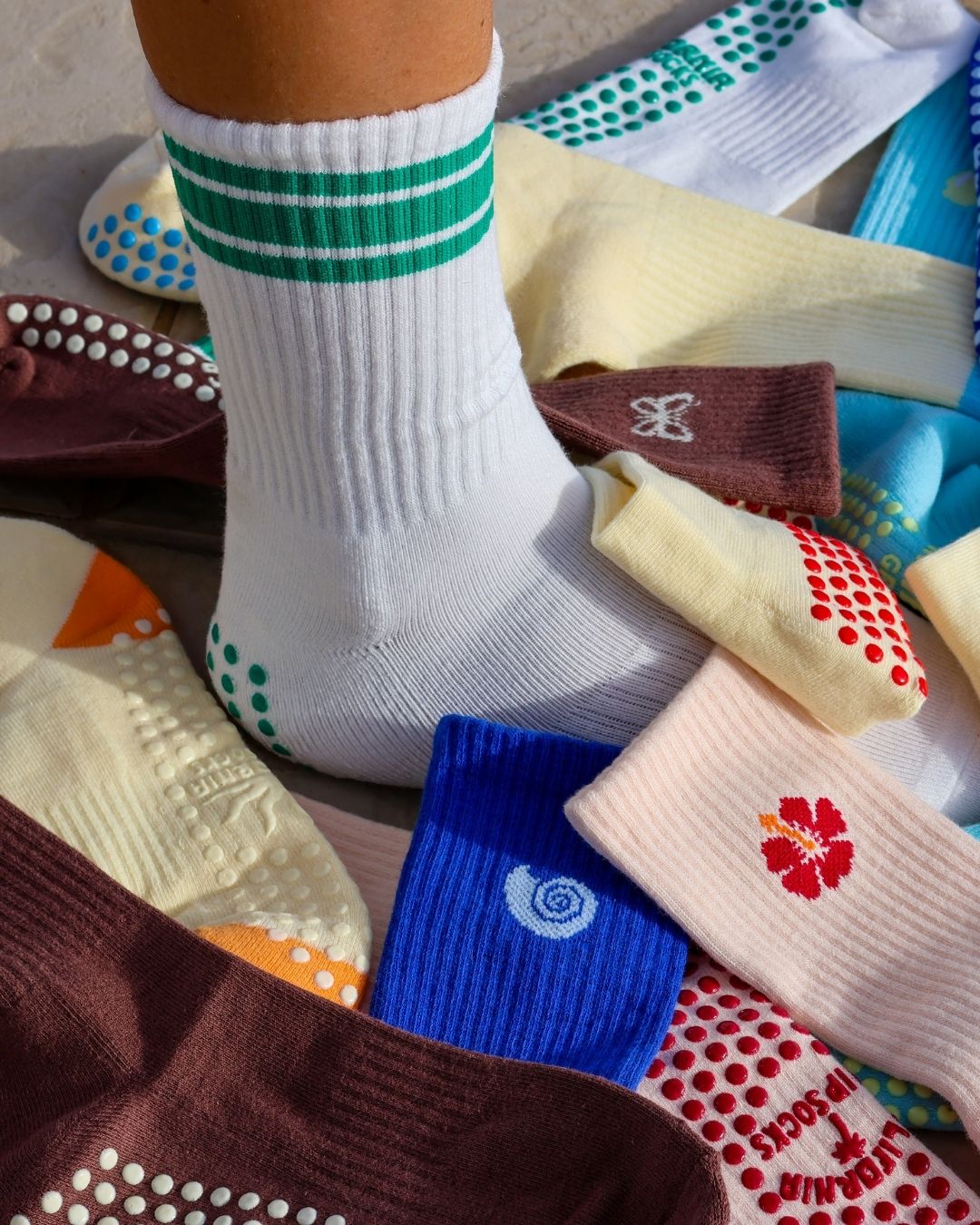 The Hibiscus Grip Socks